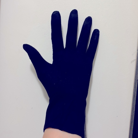 COPY - Vintage Leather Fabric Gloves. Black. Elegant 8.5 - Picture 4 of 6